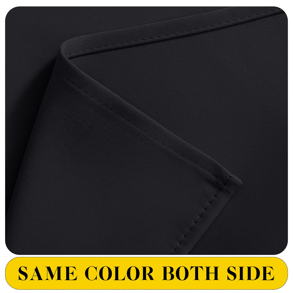 NICETOWN Black Blackout Curtains with Attached Valance, Solid Room Darkening Window Treatment Drapes/Draperies for Bedroom (2 PCs, 52 inches Wide by 45 inches Long)