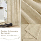 LAMIT Natural Linen Curtains for Living Room, 80 inch Length Light Filtering Semi Sheer Drapes Back Tab and Rod Pocket Farmhouse Panels for Bedroom, 2 Panels, Linen, 34 x 80 Inch