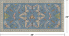 Dusty Blue Bathroom Rug 2x4 - Aqua Blue Rug for Entryway Indoor Entrance, Kitchen Floor, Washable Low Pile Stain & Fade Resistant, Waterproof Insect Floral Decor