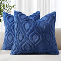 decorUhome Throw Pillow Covers 22x22 Inch Set of 2, Soft Plush Faux Wool Dark Blue Solid Couch Pillow Covers, Accent Euro Sham Farmhouse Neutral Square Pillow Cases for Sofa Bed Living Room