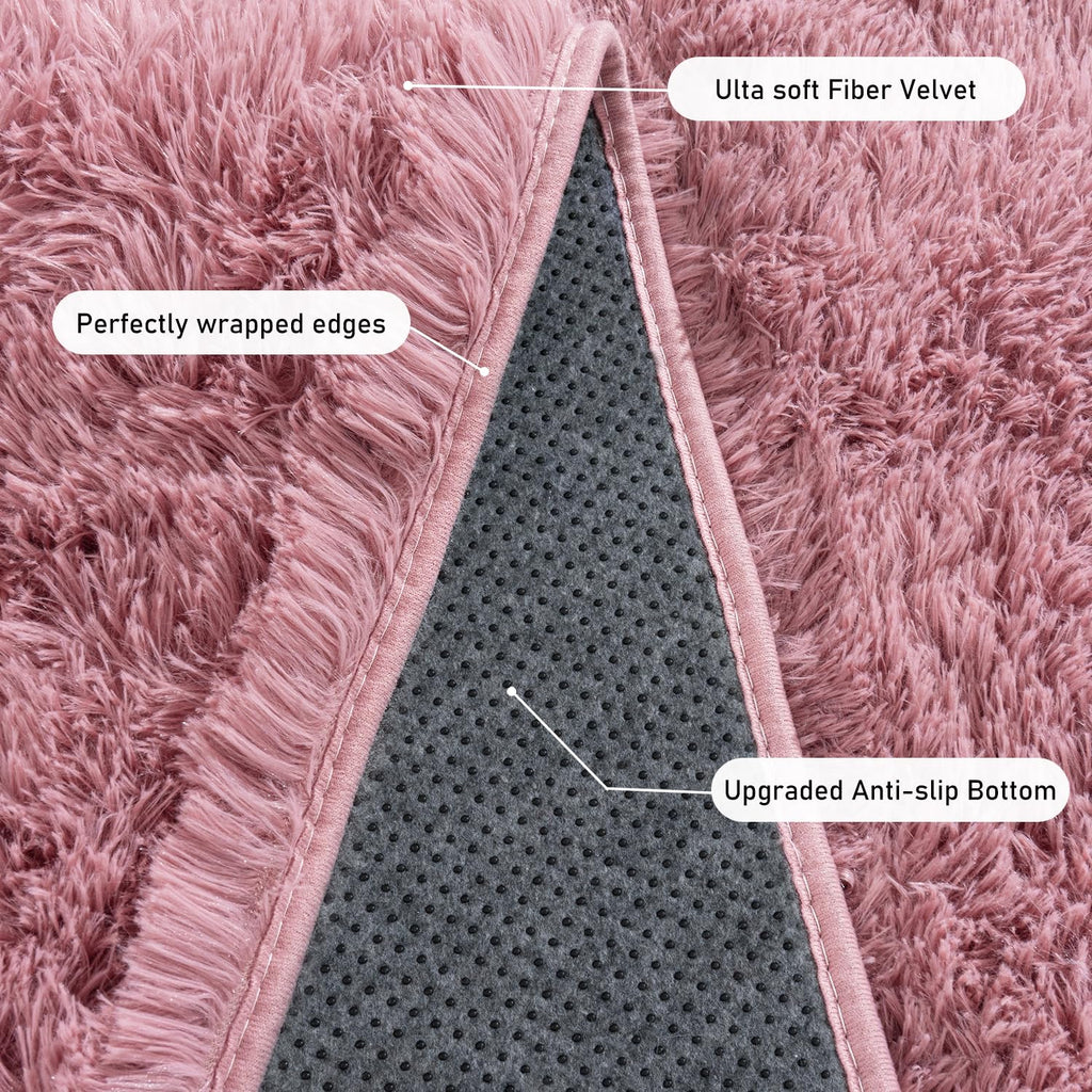 Quntue Rugs for Living Room 8x10, Soft Shaggy Modern Shag Area Rug for Bedroom, Upgrade Non-Slip Plush Fluffy Carpet for Kids Boys Girls Room Home Decor Aesthetic, Blush