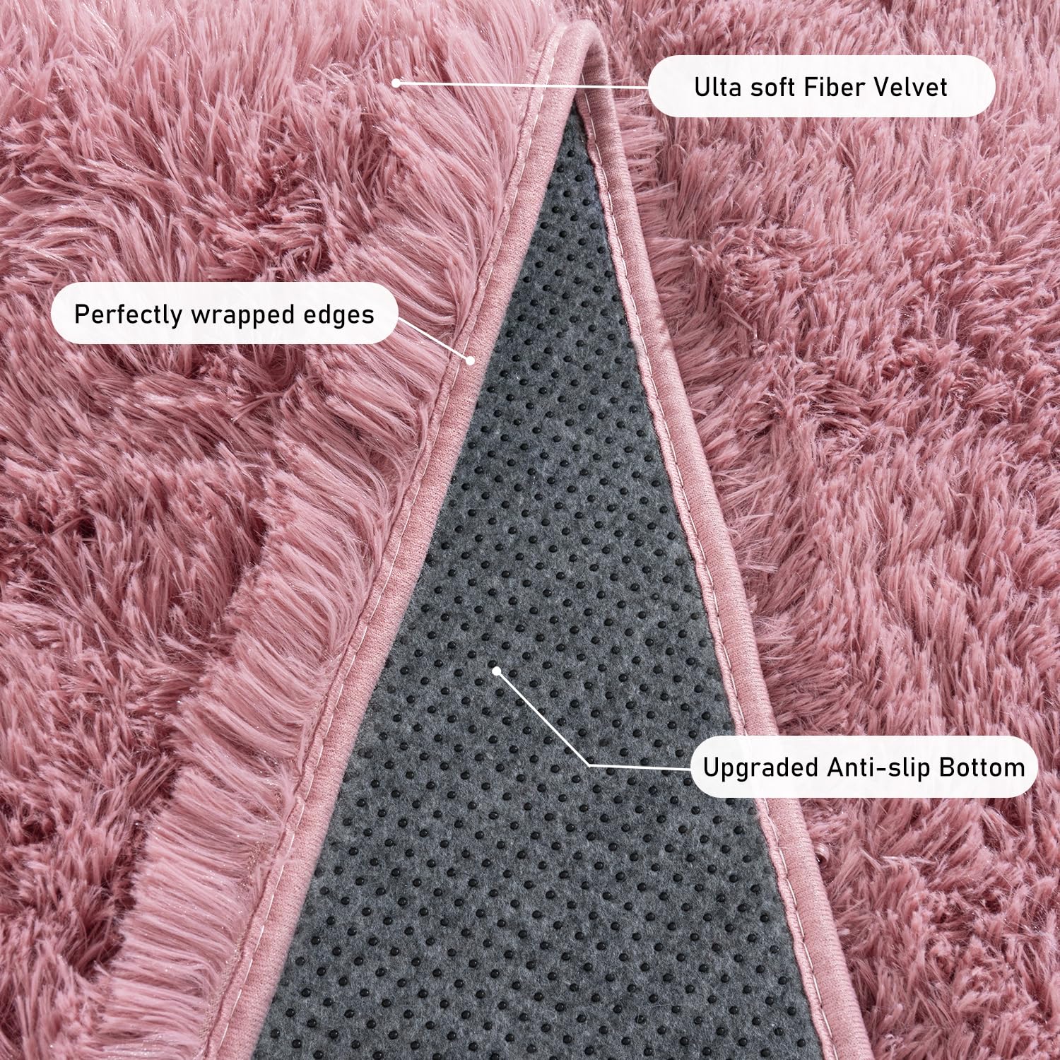 Quntue Rugs for Living Room 8x10, Soft Shaggy Modern Shag Area Rug for Bedroom, Upgrade Non-Slip Plush Fluffy Carpet for Kids Boys Girls Room Home Decor Aesthetic, Blush