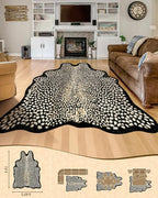 Leopard Print Rug for Living Room, Cheetah Rug 5.2x7 Faux Animal Print Skin Cheetah Area Rug for Bedroom Nursery Animal Fur Hide Irregular Shaped Rustic Antelope Black