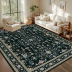 ExpediX 5x7 Area Rugs Living Room: Washable Vintage Rug for Bedroom Black