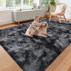 Black Grey Tie-Dyed Rug for Living Room 6x9 Fluffy Area Rug Mat Bedside Throw Rug for Bedroom Kids Room Boys Teens Nursery Baby Dorm Office Home Decor Aesthetic Carpets