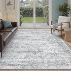 Soalmost 5x8 Area Rugs Grey Low Pile Indoor Washable Trendy Faded Style Rugs for Bedroom Living Room Dining Room Foldable Non-Slip Thin Print Home Office Mat