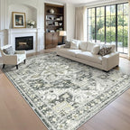 zesthome 8x10 Area Rugs-Washable Rug for Living Room, Non-Slip Backing Rugs, Stain Resistant 8x10 Rug for Bedroom, Ultra-Thin Low Pile Rugs, Vintage Large Home Decor