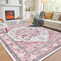 OPPODREAM Soft Area Rugs 4x6, Persian-Inspired Washable Rug, Pink