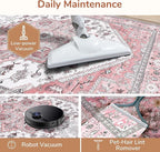OPPODREAM Soft 8x10 Area Rugs, Washable Rugs 8x10 with Non Slip Backing, Faux Cashmere Low-Pile 8 x 10 Carpet, Pink & Cream
