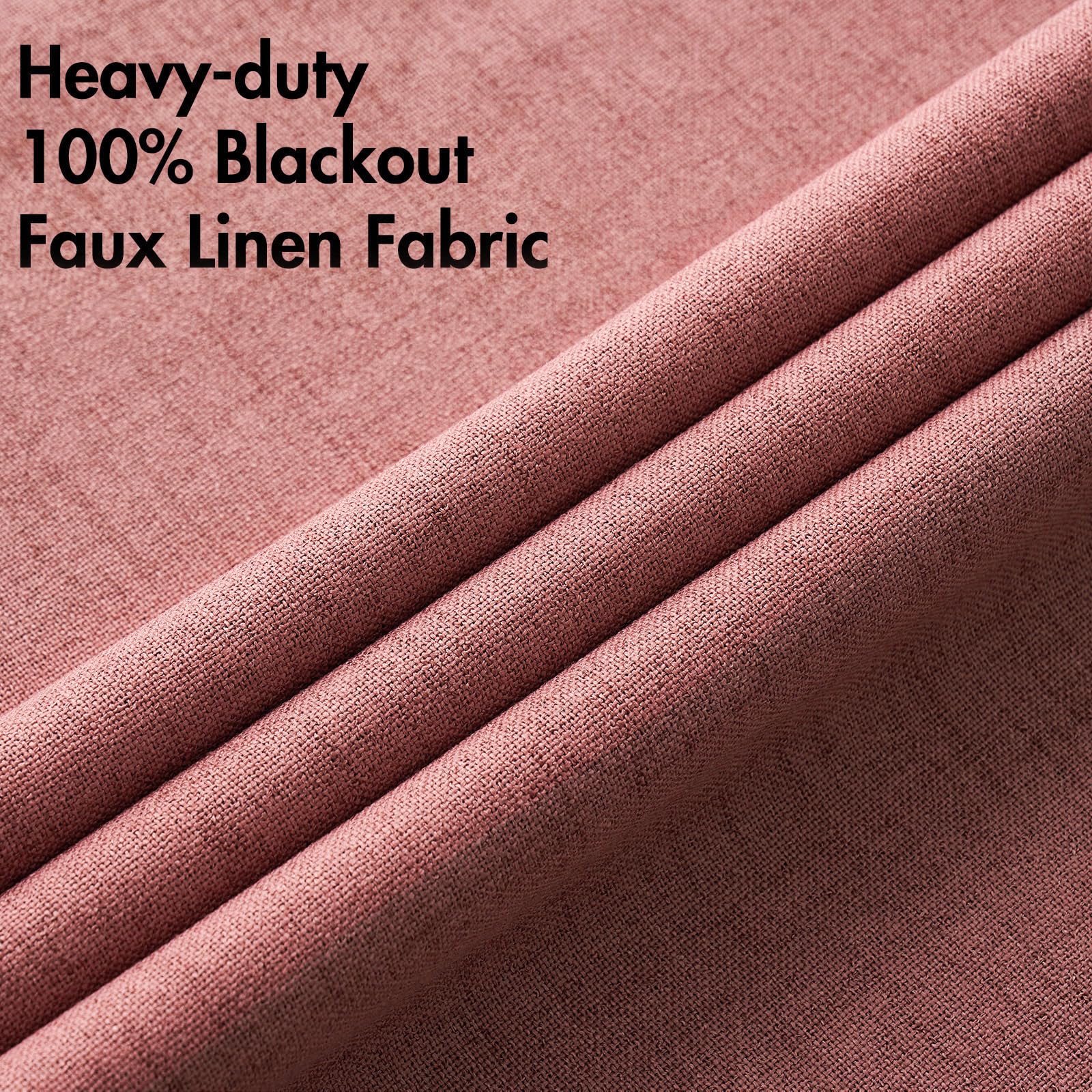 MIULEE 100% Blackout Linen Curtains for Bedroom 52x96 Inches Dusty Rose