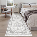 Madane Runner Rug 2'6''x8' Kitchen Runner, Hallway Runner Printed Vintage Rug 2.5x8ft Washable Rugs Soft Non-Slip Low Pile Runners for Hallways Laundry Room Rug, Grey