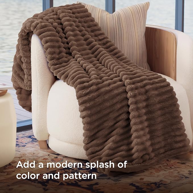 Bedsure GentleSoft Brown Fleece Blanket for Couch - Cozy Soft Blankets for Women, Cute Small Throws for Girls, 50x70 Inches