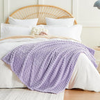 EXQ Home Fleece Blanket Twin Size for Couch or Bed - 3D Imitation Turtle Shell Jacquard Decorative Blankets - Cozy Soft Lightweight Fuzzy Flannel Blanket Suitable for All Seasons(60"×80",Light Purple)