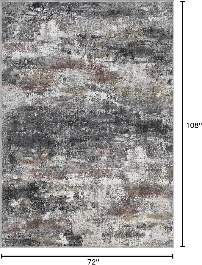 BEIMO Area Rugs 6x9 for Living Room Bedroom, Modern Abstract Machine Washable Soft Dark Gray Rug, Floor Carpet with Non Slip Backing for Dining Room