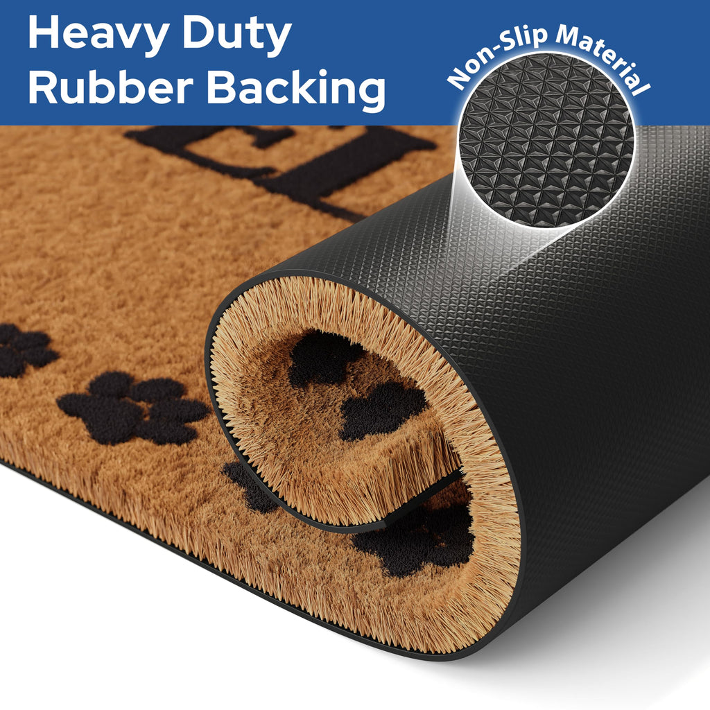Barnyard Designs Natural Coco Coir Non-Slip Doormat (17x30, Welcome Paws)