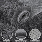 2x6 Bedside Area Rugs for Bedroom: Soft Fluffy Shag Gray Rug for Hallway, Non-Slip Fuzzy Plush Living Room Rug Indoor Floor Carpet for Kids Rooms, Dorm, Nursery, Modern Home Aesthetic Decor