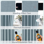 Guken Blue 100% Blackout Linen Curtains 108 Inch Length 2 Panels Set for Living Room Bedroom Back Tab Thermal Insulated Black Out Drapes Room Darkening Farmhouse Style for Bedroom Window Curtains