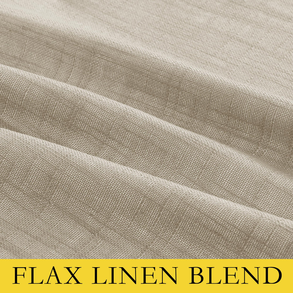 NICETOWN Taupe 100% Blackout Linen Curtains 108 inch Long Burg, Farmhouse Thick Completely Blackout Window Treatment Panels Thermal Insulated Drapes for Living Room (1 Pair, 52" Width Each Panel)