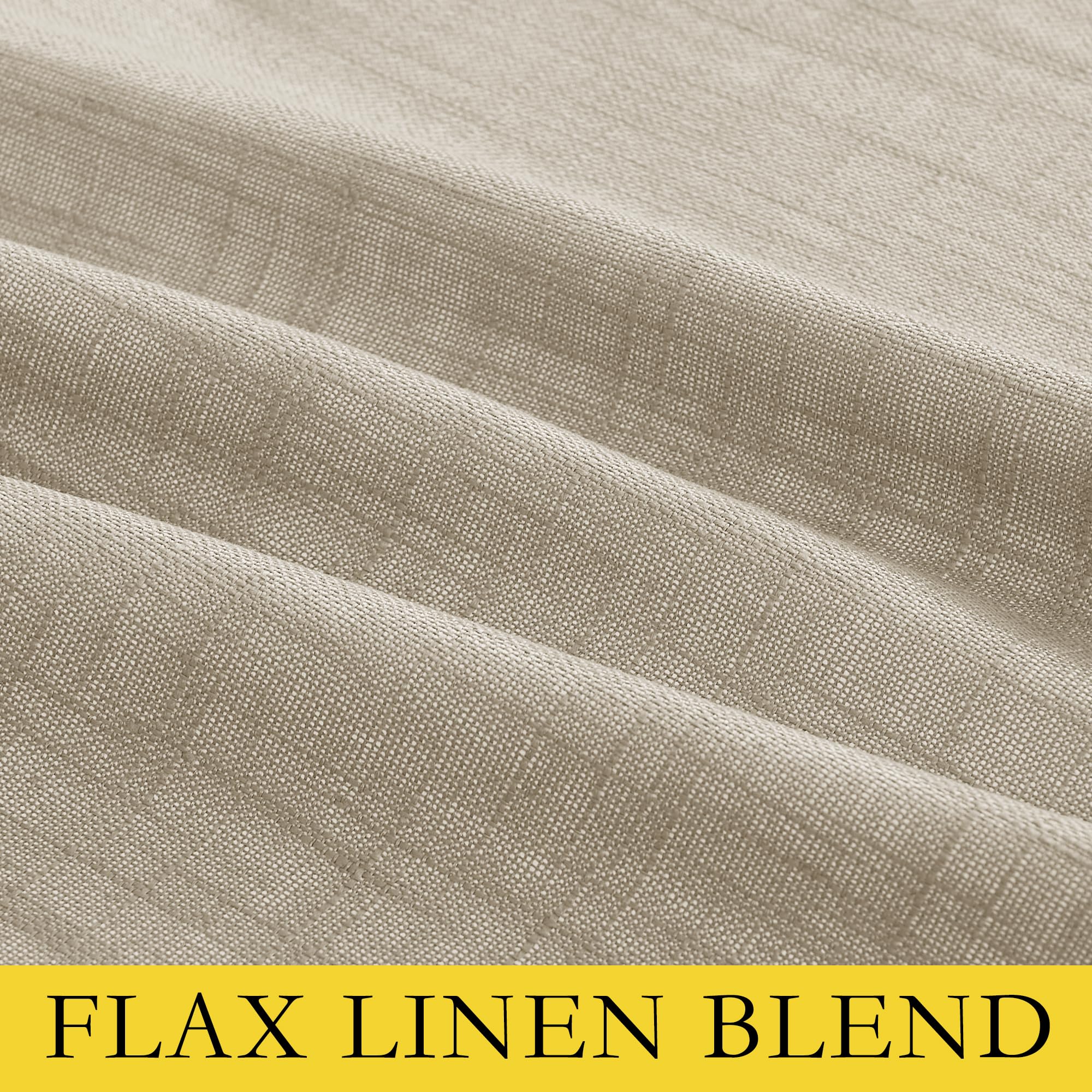NICETOWN Taupe 100% Blackout Linen Curtains 108 inch Long Burg, Farmhouse Thick Completely Blackout Window Treatment Panels Thermal Insulated Drapes for Living Room (1 Pair, 52" Width Each Panel)