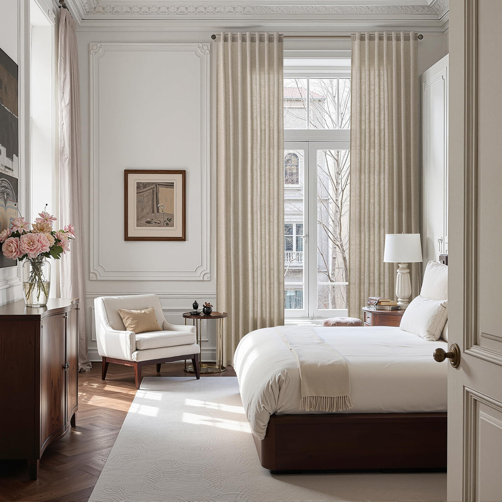 Cobblestone Linen Curtains for Living Room 126 Inches Long Light Filtering Semi Sheer Curtain Back Tab Modern Farmhouse Decor Elegant Drapes Floor to Ceiling High Window for Bedroom 52x126, 2 Panels