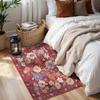 2x5 Entryway Runner Rugs, Non Slip Washable Rugs with Rubber Backing Soft Floral Carpet Runner for Kitchen, Laundry, Bedroom, Bathroom(2 x 5, Red Garden)