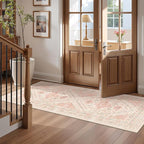 Runner Rug 2x6, Non Slip Washable Rugs for Laundry Room, Runners for Hallways, Low Pile Vintage Soft Rugs for Living Room, Kitchen Bathroom,Bedroom Rug(Pink,2'x6')
