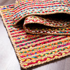 Hausattire Boho Braided Rag Rug - Multi Color, 2x3 ft