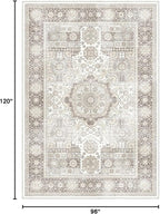 8x10 Rug - Cream & Grey Area Rug - Foldable Non Slip Vintage Rugs for Living Room - Modern Area Rugs 8x10 - Boho Living Room Rugs for Bedroom Dining Room, Distressed Pattern Carpet