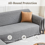 HOMERILLA Sectional Couch Covers for Sectional Sofa L Shaped Sofa Cover Blanket 2 Pieces L Shape Furniture Protector for Pets Dogs (Light Grey, XX-Large)