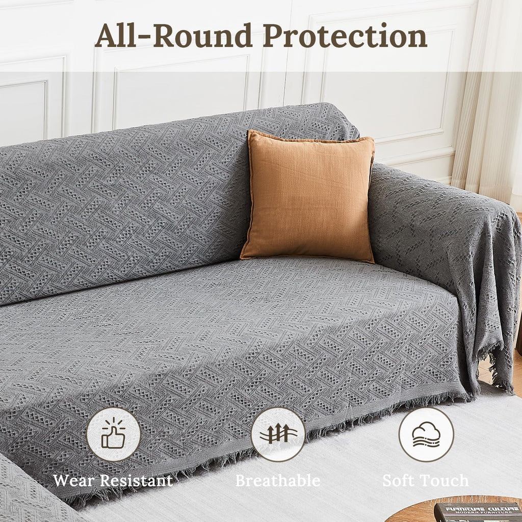 HOMERILLA 2 Piece Sectional Couch Cover for L Shape Sofa Light Grey XXXL