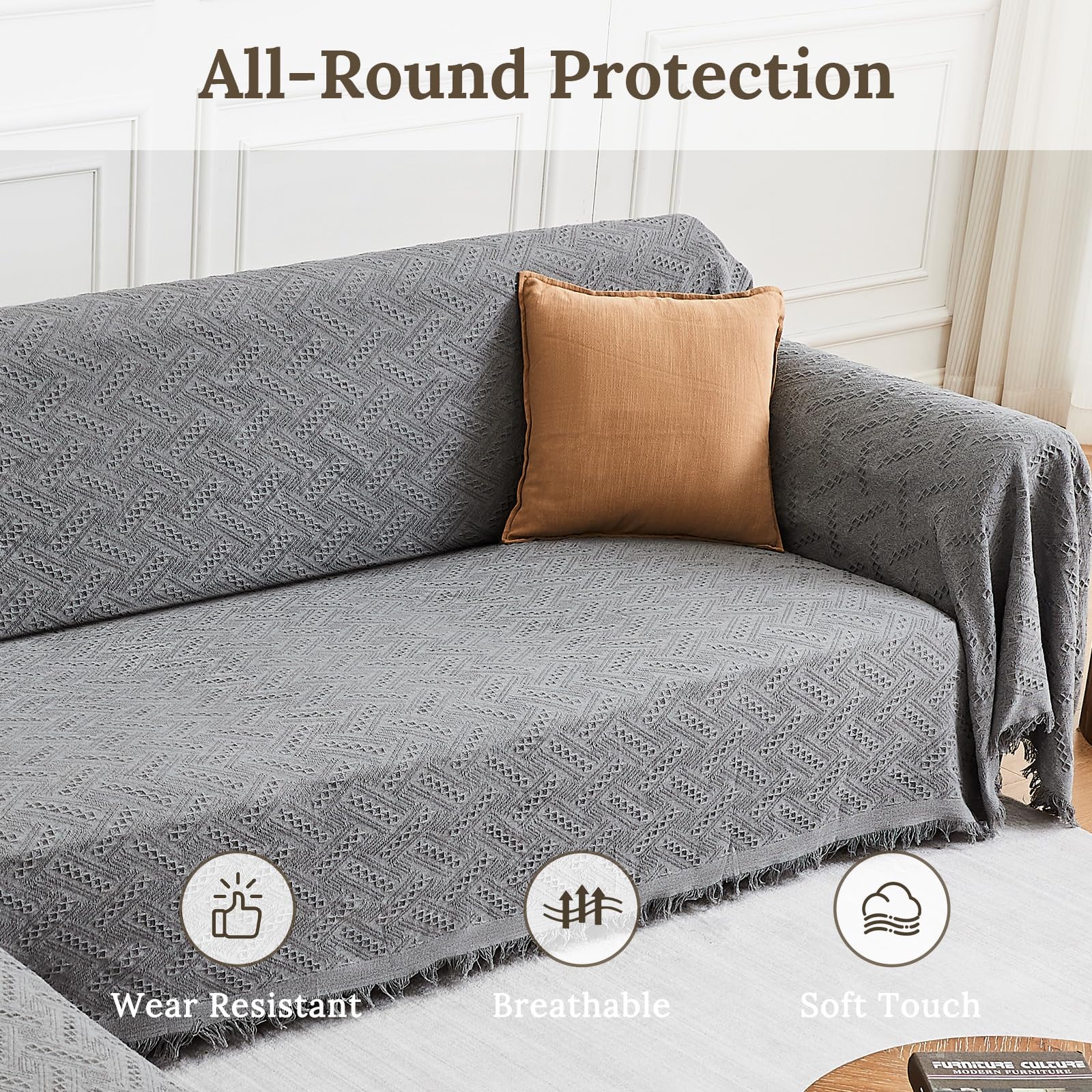HOMERILLA 2 Piece Sectional Couch Cover for L Shape Sofa Light Grey XXXL
