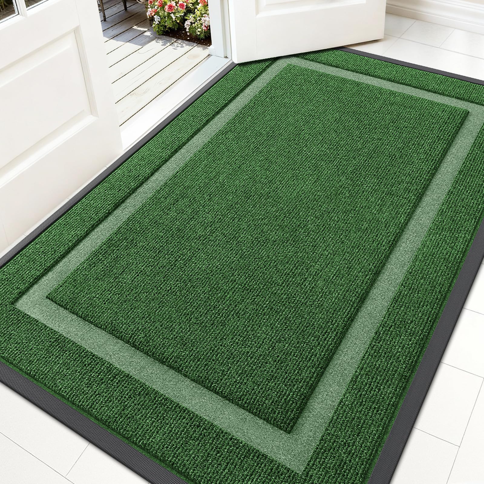 OLANLY Front Door Mat Outside 59x34, All-Season Heavy-Duty Rubber Doormat
