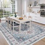 zesthome 9x12 Area Rugs for Living Room,Large Washable Rug,Blue