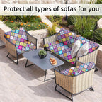 8Pcs Stretch Patio Cushion Covers,Outdoor Couch Covers Replacement,Outdoor Couch & Sofa Slipcovers,for Patio Furniture Cushion Covers,Washable Reusable urniture Protector(Colored Glass,8PCS)