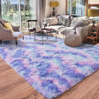 Rugs for Bedroom 4x6, Soft Shaggy Modern Shag Area Rug for Living Room, Upgrade Non-Slip Plush Fluffy Carpet for Kids Boys Girls Room Home Decor Aesthetic, Rainbow Purple