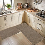BEQHAUSE Kitchen Rugs and Mats 2PCS, Non-Slip Kitchen Mats for Floor, Absorbent and Stain Resistant Kitchen Runner, Machine Washable Rugs for Kitchen, Laundry & Sink, 20"x32"+20"x48", Taupe