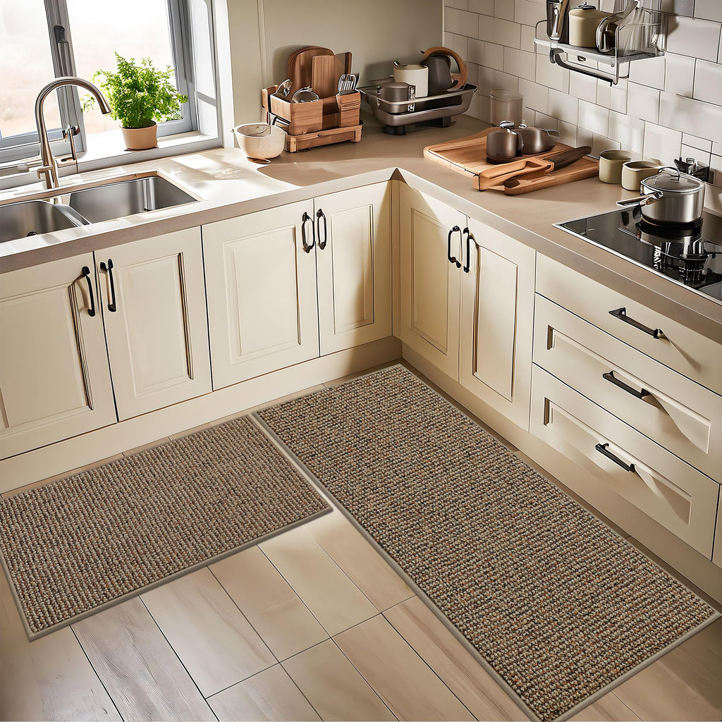 BEQHAUSE Kitchen Rugs 32"x48", Non-Slip Kitchen Mats for Floor, Taupe