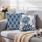 Hexagram Geometric Blue Pillow Covers 20x20 Set of 4, Decorative Outdoor Boho Modern Throw Pillow Covers, Home Sweet Home Farmhouse Cushion Case for Couch Sofa Bedroom Indoor Decor(No Insert)