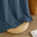 NICETOWN Semi Sheer Flax Linen Navy Blue Curtains 96 inches Long, Grommet Thick Linen Curtains Privacy Added with Light Filtering Window Treatments for Bedroom, W55 x L96, 2 Panels