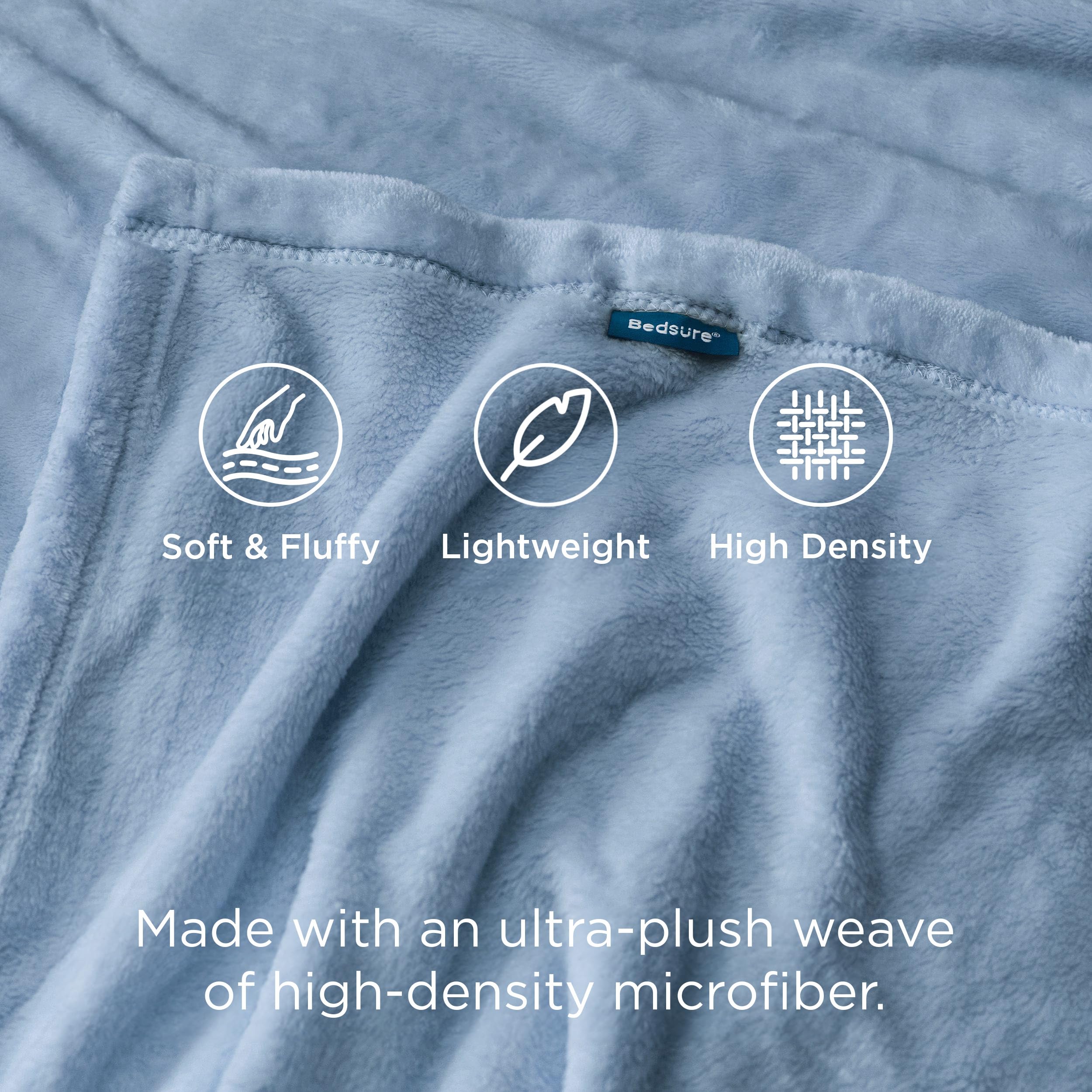 Bedsure Fleece Throw Blanket for Couch Light Blue - Lightweight Plush Fuzzy Cozy Soft Blankets and Throws for Sofa, 50x70 inches