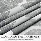Beauoop Moroccan 100% Blackout Sliding Door Curtains Grey 100x96 1 Set