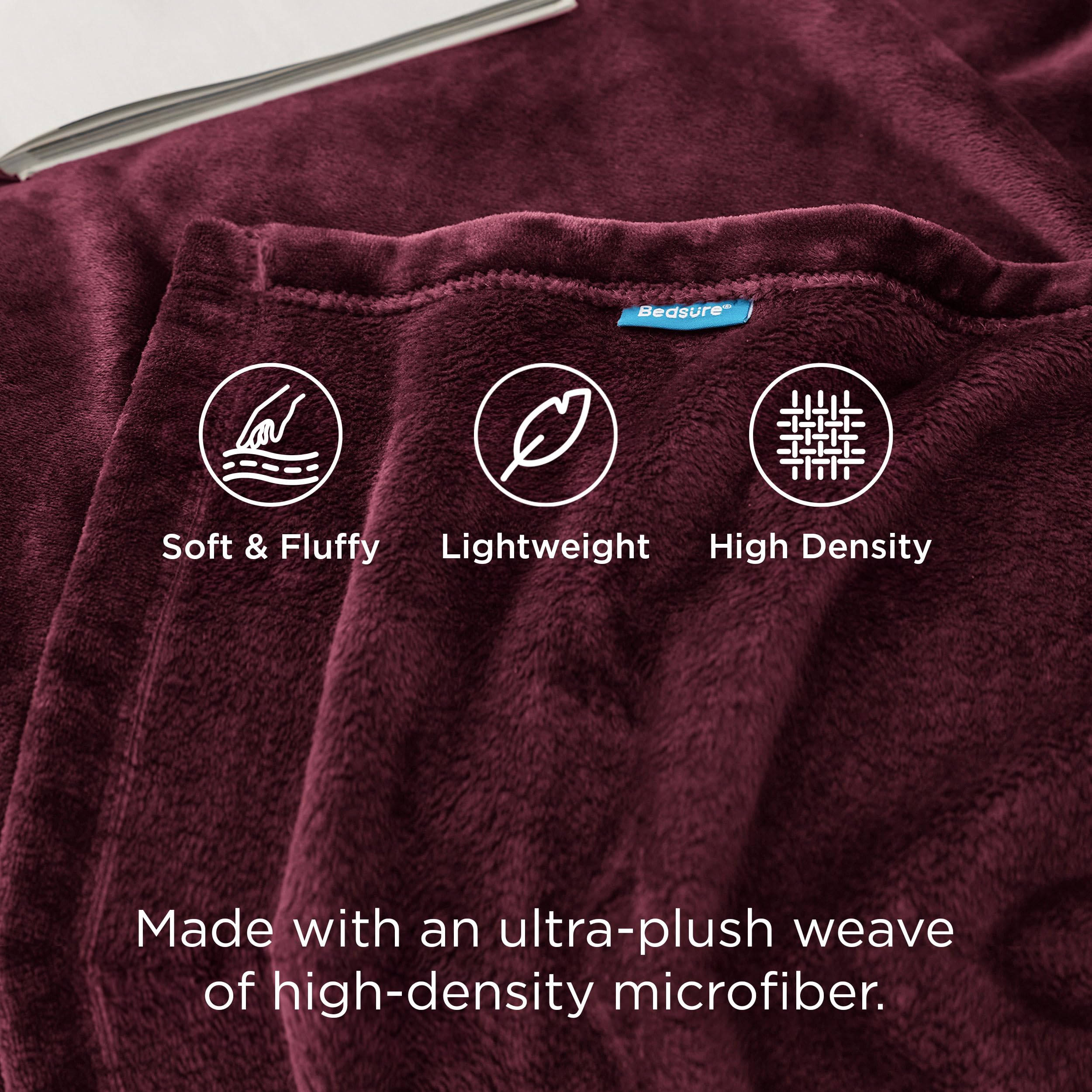 Bedsure GentleSoft Fleece Blanket Twin Size Red - 300GSM Lightweight Plush Fuzzy Cozy Soft Warm Blanket for Bed, Sofa, Couch, Travel, Camping, 60x80 inches