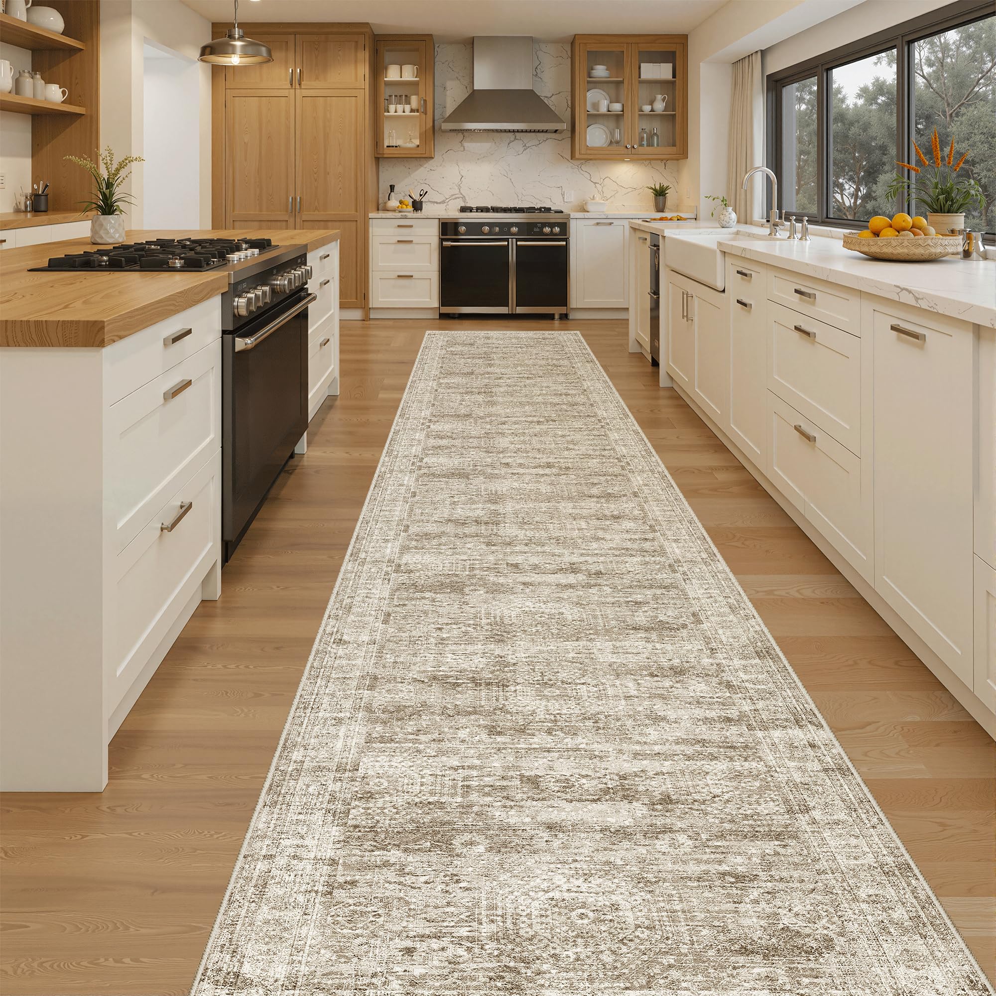 Soalmost Hallway Runner Rug 2'6" x 16' Washable Long Kitchen Rugs Brown