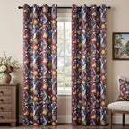 Rust Vintage Floral Curtains 84 Inch Long Luxury Whimsical Euro Flower Lemon Hummingbird Patterned Waverly Mid Century Colorful Blackout Drapes for Living Room Bedroom