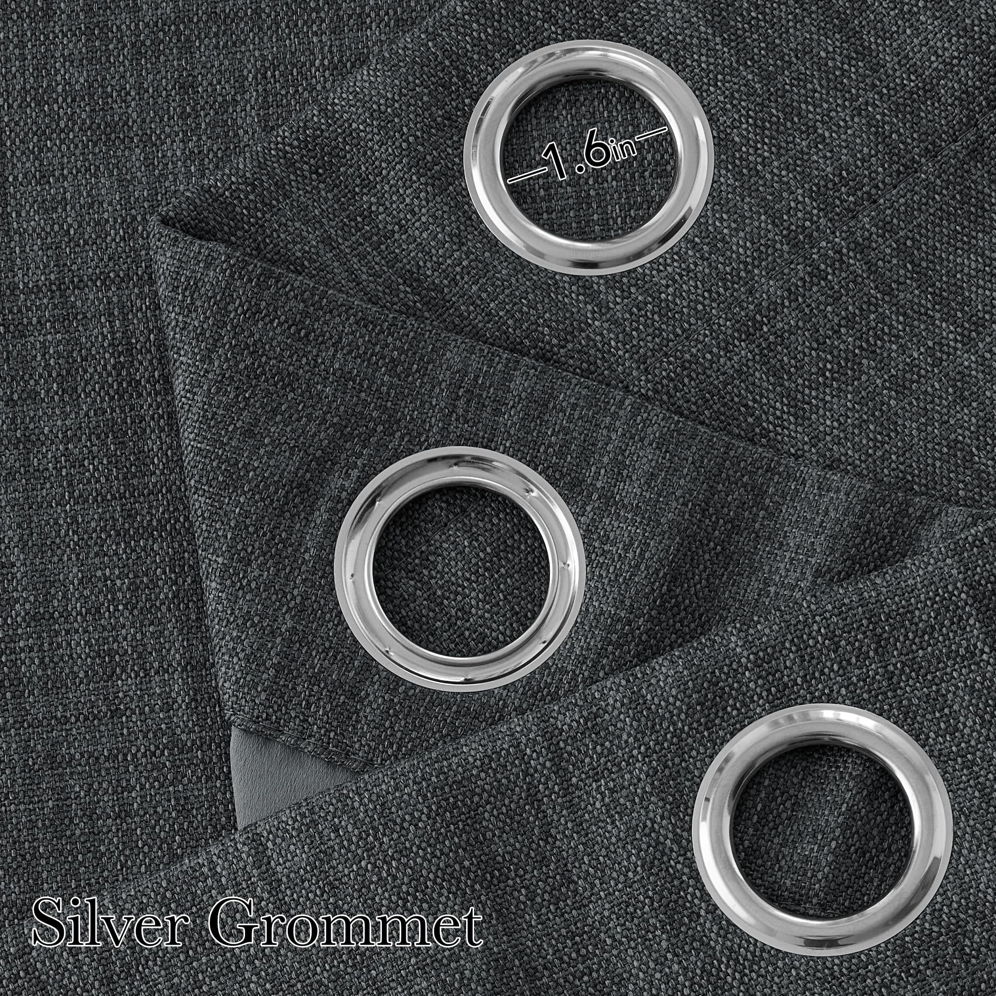 NICETOWN Faux Linen Charcoal Gray Blackout Curtains 84 inches Long for Living Room - Privacy Panels for Bedroom, Modern Farmhouse Style Easy Care Grommet Top, 2 Panels, W52 by L84
