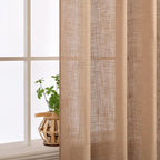 MIULEE Light Brown Linen Curtains 52x54 Inch Length 2 Panels for Bedroom