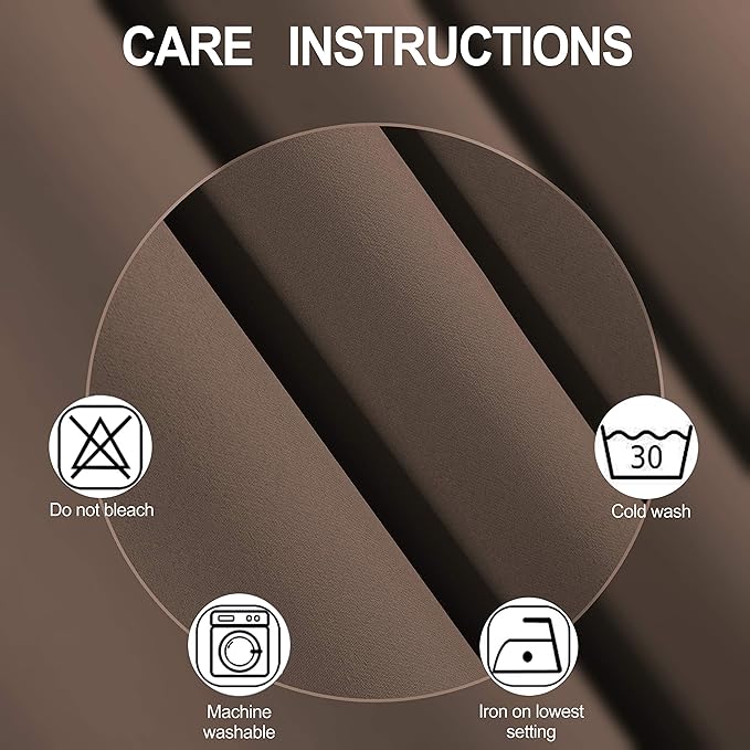 LEMOMO Chocolate Brown Thermal Blackout Curtains/52 x 84 Inch/Set of 2 Panels Room Darkening Curtains for Bedroom