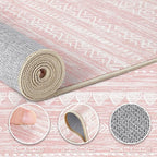 Nakagishi Pink Rugs for Bedroom Girls: 8x10 Washable Boho Large Neutral Cute Soft Area Rug Modern Indoor Floor Non Slip Accent Carpet for Living Room Nursery Kids Playroom Preppy Room Dorm Baby Room
