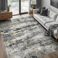 pmtsns Area Rugs 5x7 for Living Room: Washable Rug Modern Abstract Neutral Soft Non-Slip Low-Pile Indoor Carpet for Bedroom Dining Room Playroom Home Office (Black Grey Brown, 5'x7')