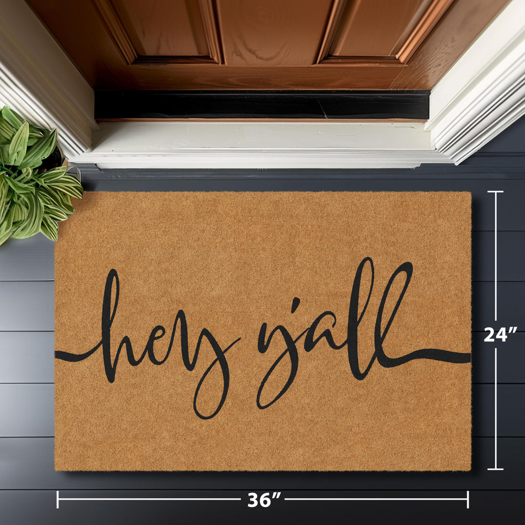 Barnyard Designs Natural Coco Coir Non-Slip Doormat (24x36, Y'all)